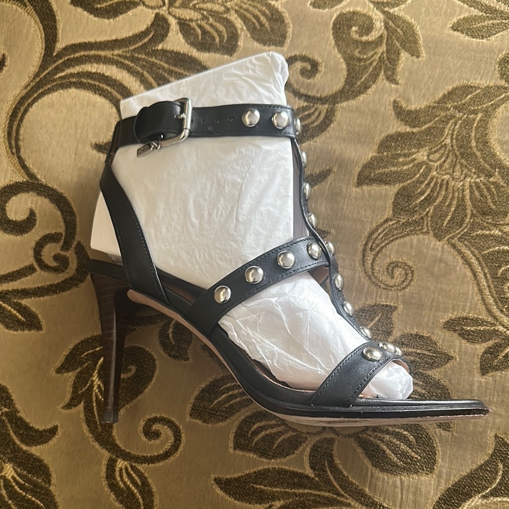 Coach Black Strappy Heels with Studded Detail